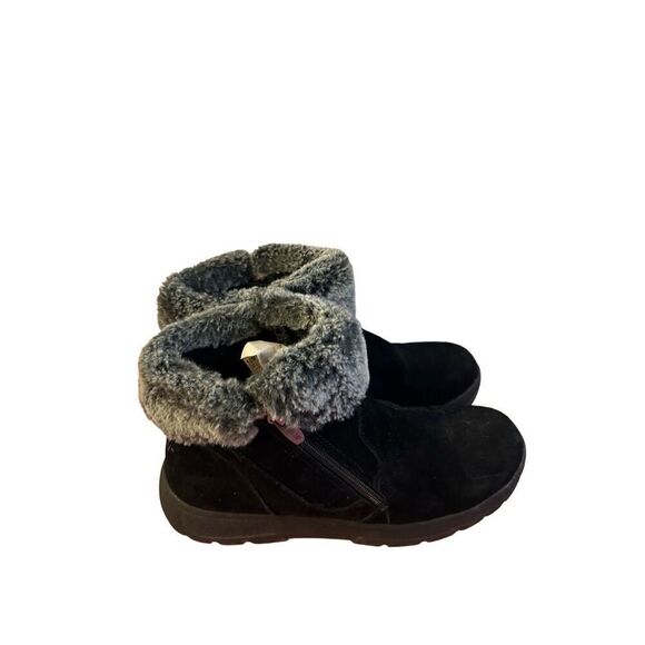 Khombu 10 suede ankle boots #84190 zipper fur trim - Picture 1 of 6